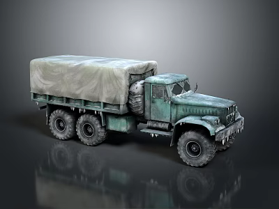 Vintage Green Military Truck with Canvas Covered Cargo Bed Large Wheels and Rugged Exterior Design 3d model