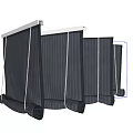 Gray Striped Venetian Blinds Rolled For Home Window Interior Decoration Design