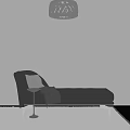 Brown Leather Chaise Lounge With Side Table Throw Pillow Blanket And Paneled Wall