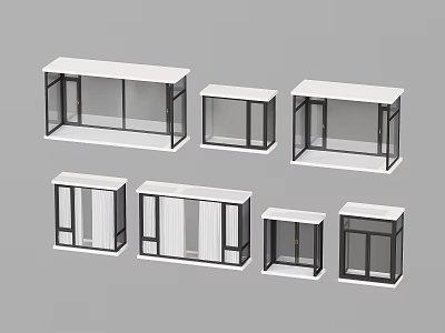 Various Styles Of Bay Window Design Models With Different Sizes And Structures 3d model