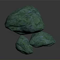 Green Wood And Stone Decorative Elements With Irregular Natural Surface Texture