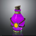 Pink Decorative Bottle With Cork Stopper Leather Straps Golden Circular Accent And Colorful Base Patterns