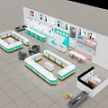 Modern Retail Store Interior Layout With Display Counters And Product Displays 3d model