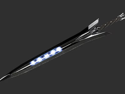 Modern Futuristic Metallic Weapon With LED Lights And Sharp Blade Design 3d model