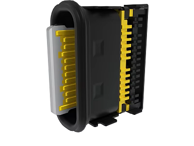 Black Housing Electrical Connector With Yellow Pins And Gray Insert For Automotive 3d model