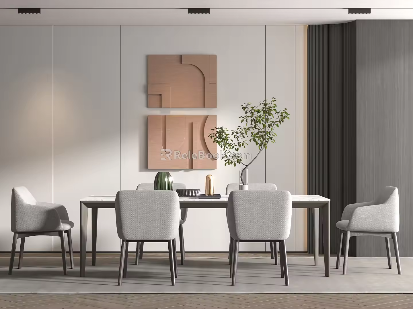 Modern Dining Table and Chair Combination 3d model