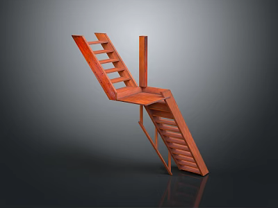 Unique Wooden Staircase Design With Modern Geometric Structure And Sleek Steps 3d model