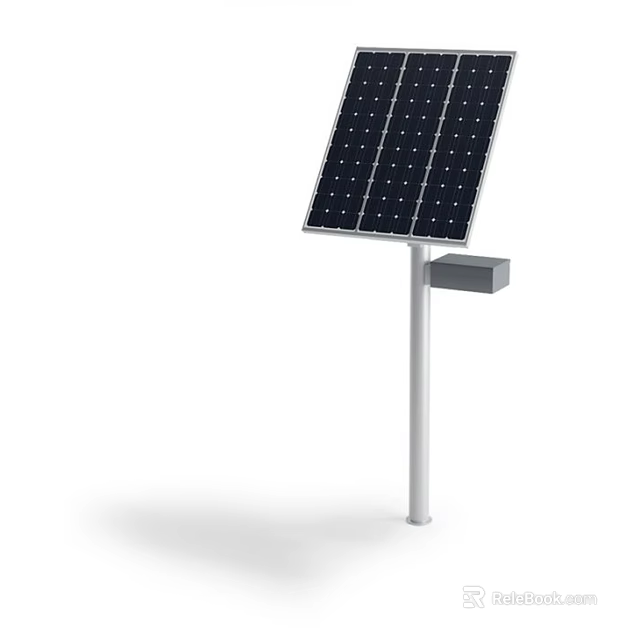 Industrial Solar Panel Equipment Mounted On White Pole With Gray Control Unit 3d model