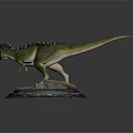Realistic Dinosaur Figure With Green Yellow Body Open Mouth Standing On Base