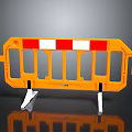 Orange Traffic Barrier With Red White Stripes On Black Background And Reflection