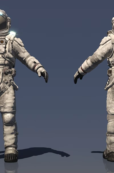 Man in Astronaut Suit Front and Back View with Helmet and Oxygen Backpack 3d model Man in Astronaut Suit Front and Back View with Helmet and Oxygen Backpack 3d model