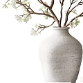 Elegant Decorative Ornament Set With White Vase And White Flower Branches