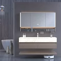Modern Bathroom Vanity Cabinet With Mirror Storage Countertop And LED Lighting