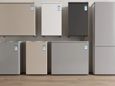 Various Refrigerators And Freezers In Different Colors And Styles For Home Use 3d model