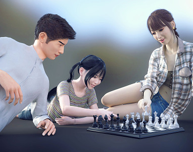 Modern Multiplayer Family Characters 3d model