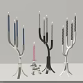 Modern Decorative Candle Holders With Various Colors And Different Heights 3d model