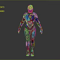 Futuristic Game Movie Character In Purple Blue Mech Armor With Sci Fi Design