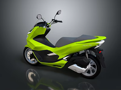 Green Modern Scooter Design With Black Seat And Shiny Wheels 3d model