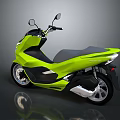 Green Modern Scooter Design With Black Seat And Shiny Wheels