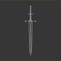 Blue Metal Sword With Decorative Hilt And Sharp Shiny Blade Design