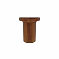 Stylish Wooden Round Dining Table With Cylindrical Base And Striped Texture