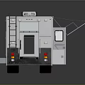 Modern Bus With Retractable Awning Open Doors And Roof Equipment Design
