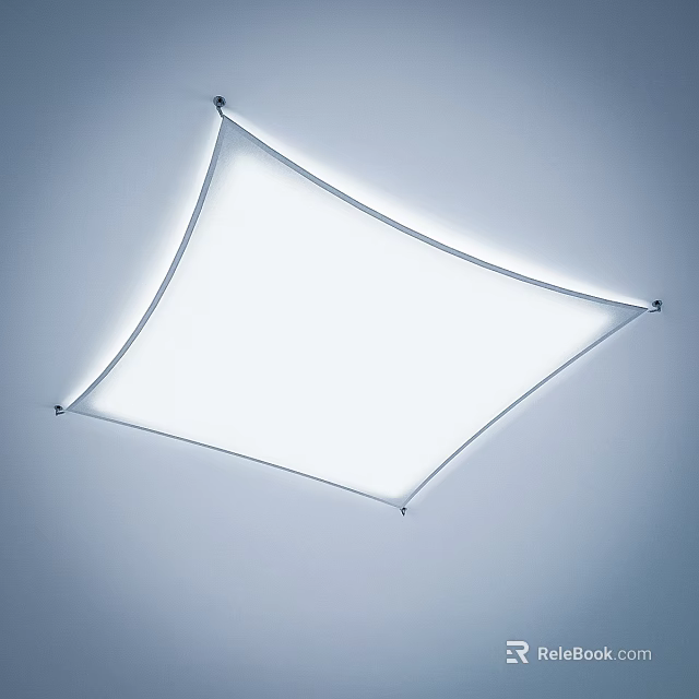 Modern Square Ceiling Light With White Panel And Sleek Metal Frame 3d model 
