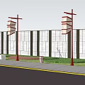 Illuminated Roadside Facilities With Street Lamps Green Plants And Pedestrians At Night