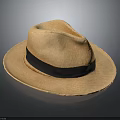 Light Brown Woven Straw Hat with Black Band Classic Summer Fashion Accessory