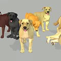 Low Poly Style Dogs in Various Colors and Different Poses on Gray Background 3d model