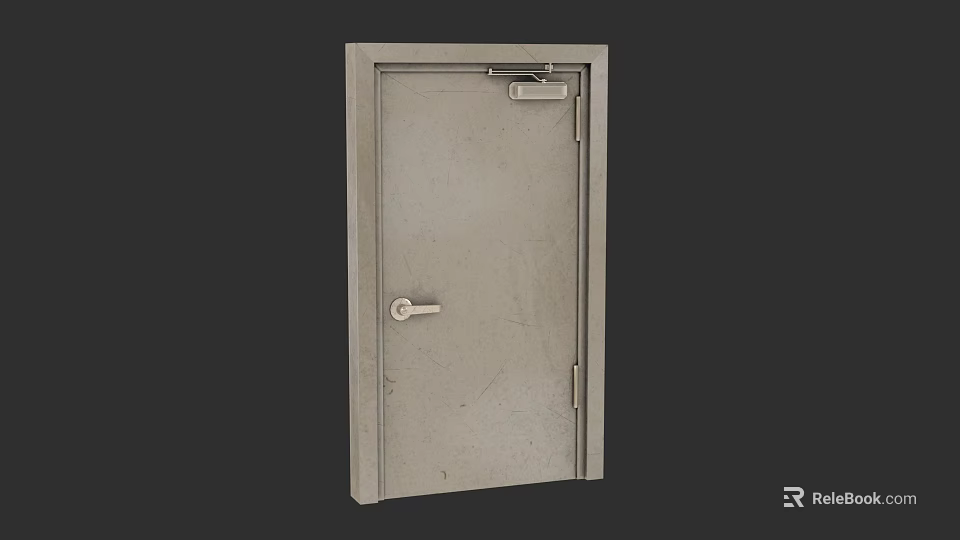 Modern Metal Swing Door With Secure Lock And Handle For Interior Spaces 3d model 