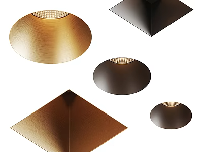 Modern Gold And Black Pendant Lights With Round And Square Shapes Design 3d model