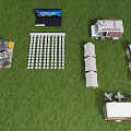 Garden Landscape With Green Lawn Ice Cream Truck White Tents And Outdoor Seating