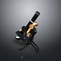 Vintage Black and Gold Microscope as Essential Household Item with Metal Frame