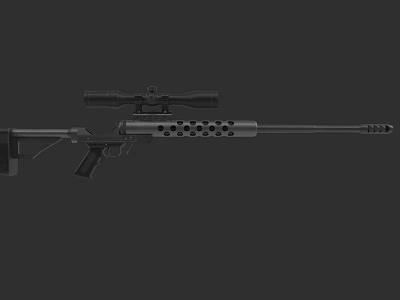 Sniper Rifle With Scope And Perforated Barrel For Precision Shooting 3d model