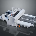 Automated Industrial Machine With White Structure And Mechanical Components On Conveyor Belts