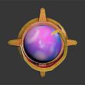 Elaborate Decorative Golden Base Supporting Colorful Glowing Sphere With Intricate Patterns
