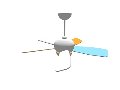 Modern Air Conditioning Ceiling Fan With Colorful Blades And White Body 3d model