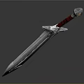 Elegant Silver Sword With Red Handle And Ornate Pommel Shiny Finish