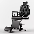 Classic Black Leather Barber Chair With Chrome Frame And Adjustable Footrest
