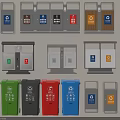 Public Facility Colorful Recycling Bins For Various Waste Sorting Categories With Labels