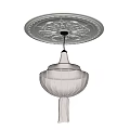 Elegant Classic Chandelier With Fabric Shade Ceiling Medallion And Tassel Design