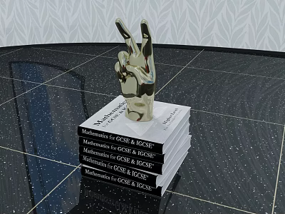 Stack of Costa Rica Introduction Books With Metallic V Sign Sculpture On Top 3d model