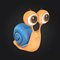Cartoon Snail Character With Orange Body Blue Shell Big Eyes And Sad Expression