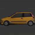Yellow Hatchback Car With Roof Rack Black Windows And Shiny Silver Wheels