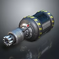 Metallic Military Weapon With Black Yellow Stripes And Multiple Launch Ports