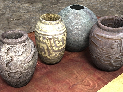 Ancient Pottery Pot Earth Ceramics Jar 3d model