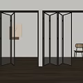 Modern Folding Doors With Glass Panels Black Frames In Interior Space Wooden Floor