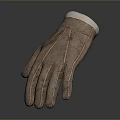 Brown Leather Gloves With White Lining And Stitching Details For Daily Warm Use