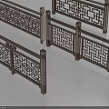 Elegant Chinese Carved Railings With Intricate Patterns Decorative Design Styles 3d model